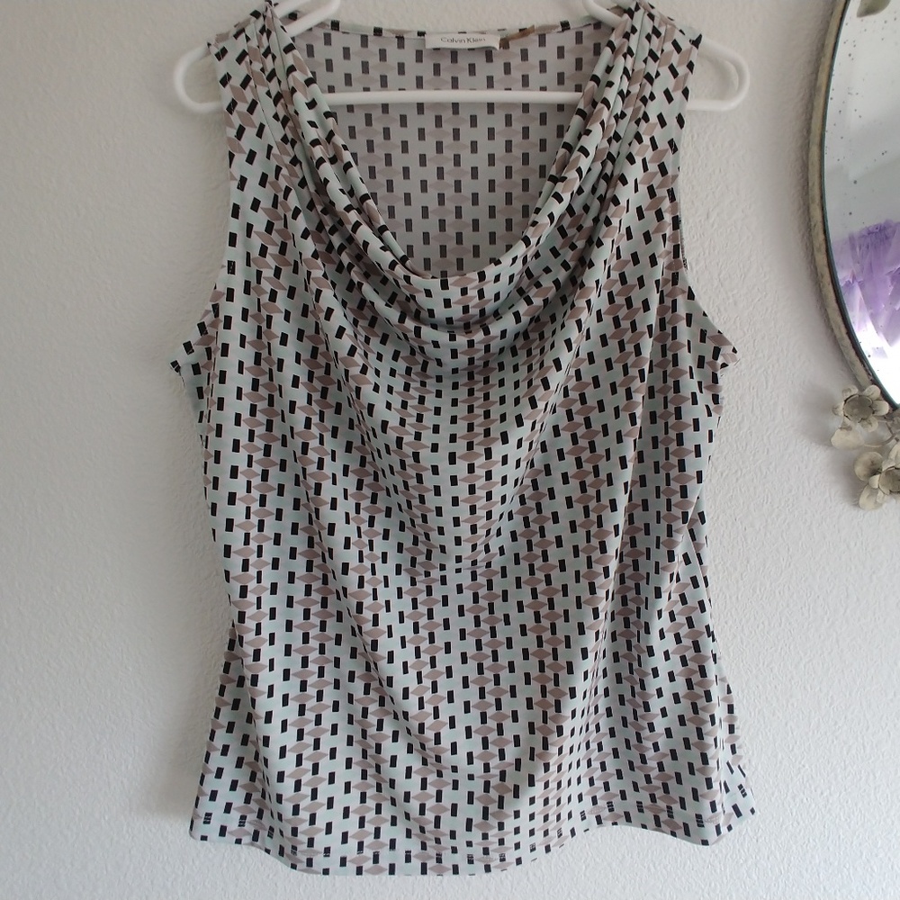 Calvin Klein, NWOT mint & black cowl tank sz XL